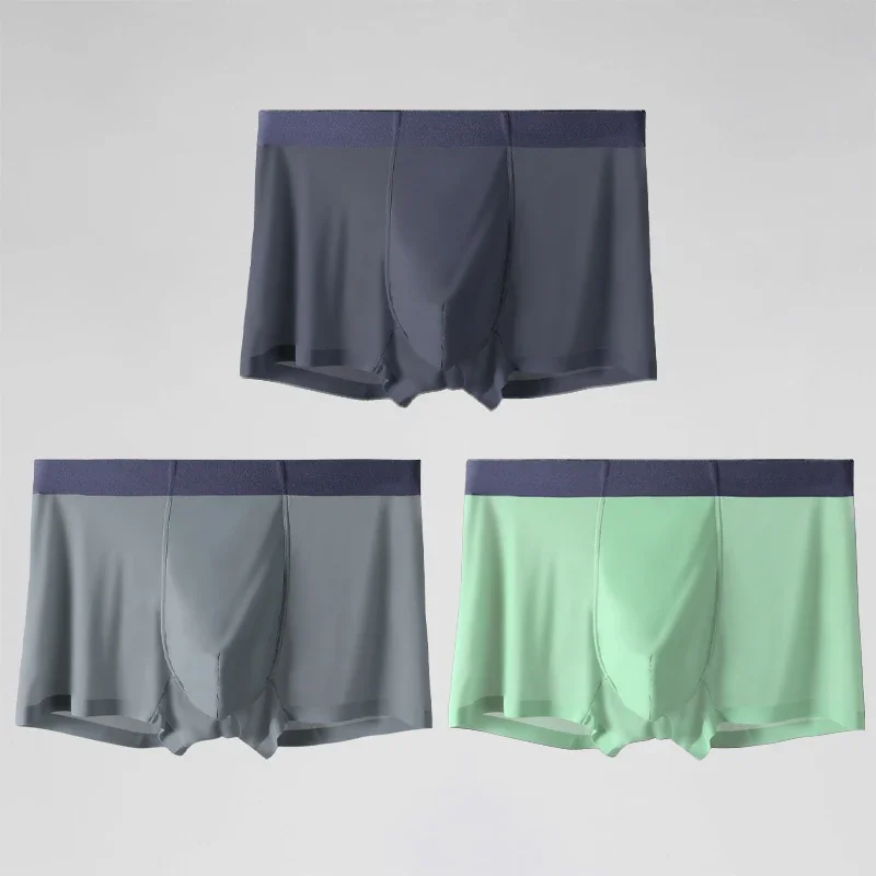 

3 шт., мужское нижнее белье из ледяного шелка, мужские бесшовные летние тонкие брюки с четырьмя углами, удобные и дышащие брюки с плоскими углами