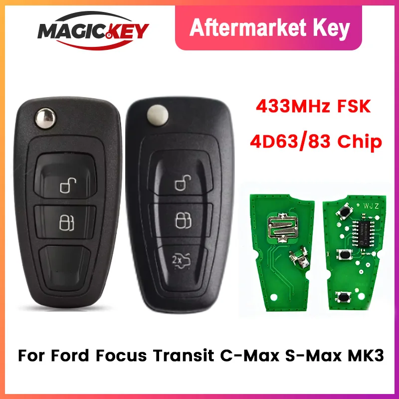 

MAGICKEY For Ford Focus Transit C-Max S-Max MK3 Mondeo ID4D63/83 Chip 433MHz 5WK50165 5WK50166 5WK50168 FSK