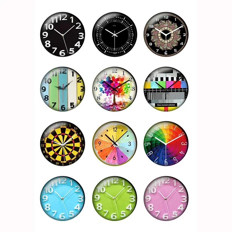 12pcs/lot Glass Cabochons 10mm 16mm 18mm Round Retro Clock Pocket Watch Pattern DIY Jewelry Making Findings & Components T135