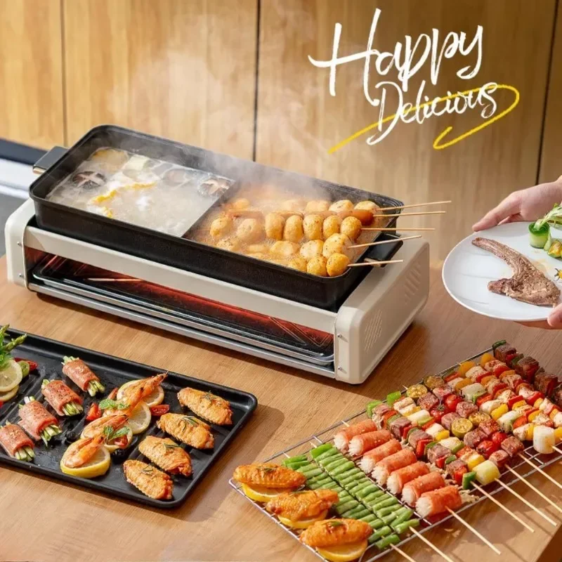 Electric Grill 220V Home Indoor Smokeless Barbecue Grill Electric Baking Pan Skewer электро гриль для кухни grelhador eletrico