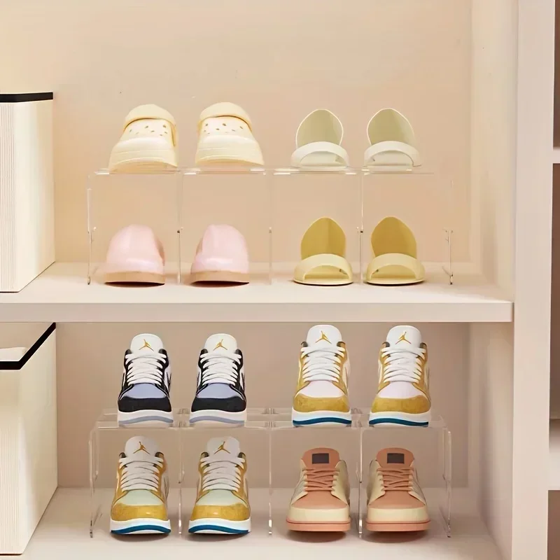 2/4 Pack Space-Saving Vertical Shoe Rack Organizer - Multi-Layer, Easy-to-Assemble, Compact Storage for Home Entryway Cabinet