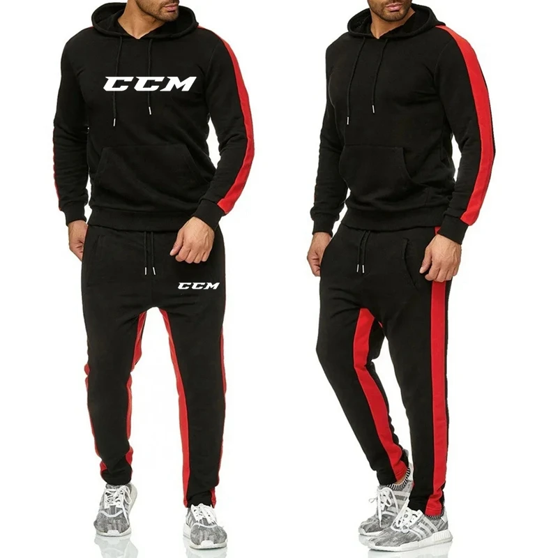 Sports Fitness CCM Men Women Set Hoodies+Pants 2 Pieces Sets Autumn Winter Hooded Tracksuit Male Sportswear Gym Sudadera Hombre