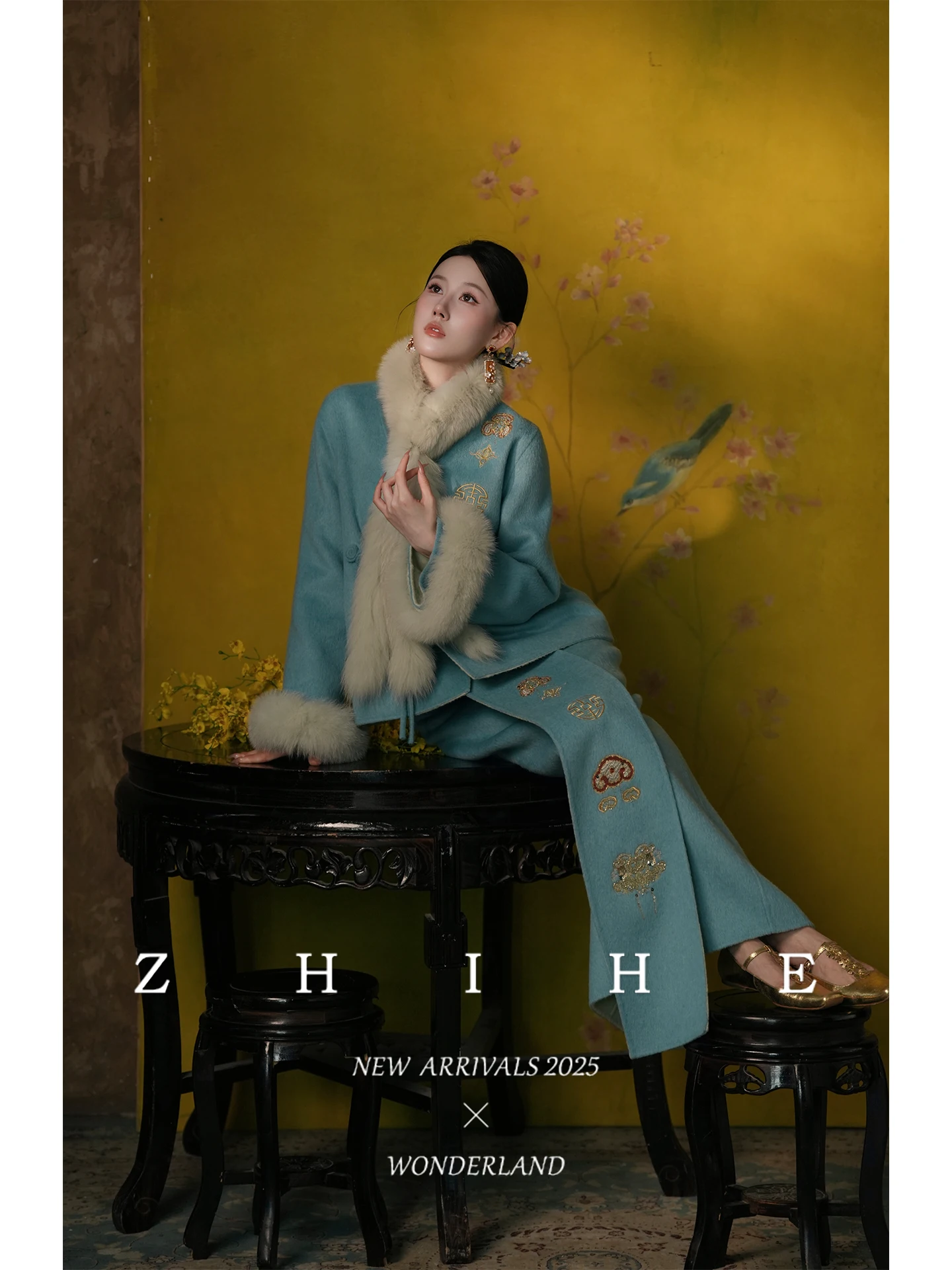 

Ele Double-Faced Woolen Coat with Embroidery by Wu Yan He New Chinese Sle National Trend High End Women's Jaet