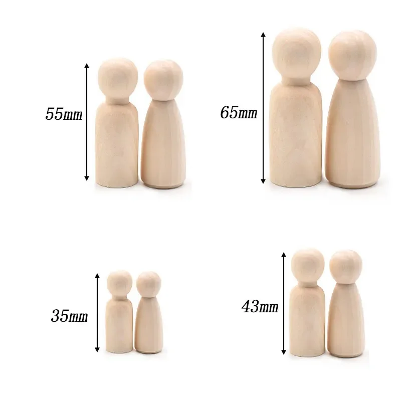 10Pcs Unfinished Natural Wooden Peg Dolls Bodies Boy Girl Shapes for DIY Painting Little Wooden Peg People for Kids Arts Crafts