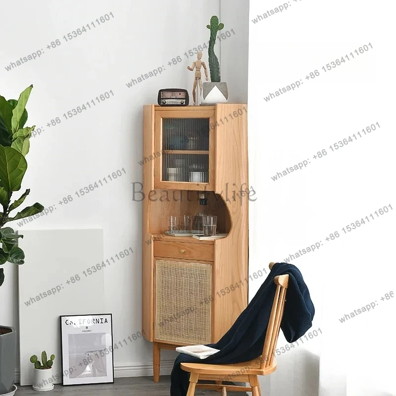 ตู้เก็บไวน์ไม้เนื้อแข็งสไตล์นอร์ดิกยุคกลาง ตู้สามมิติทรงสามเหลี่ยมเรียบง่าย