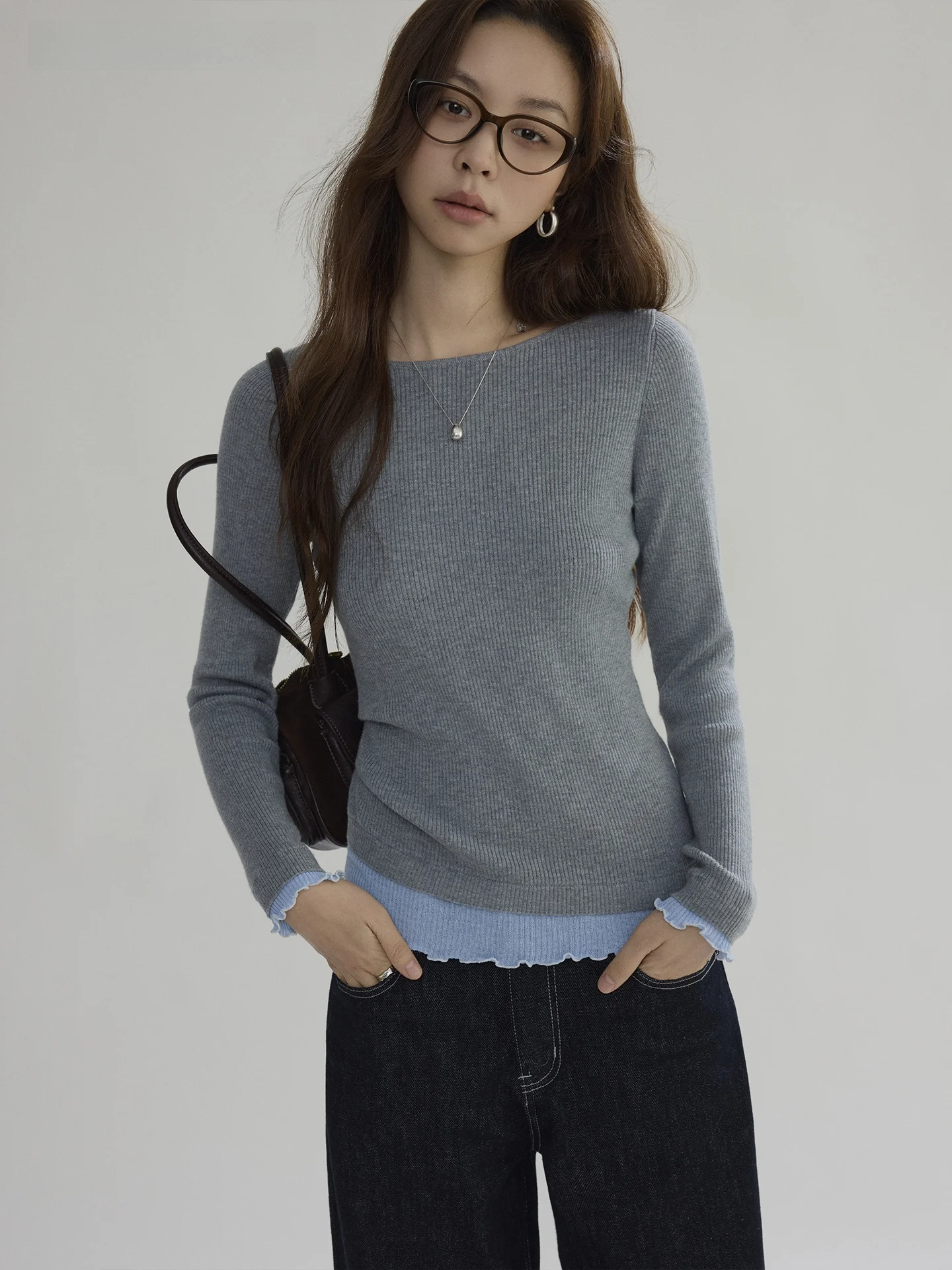 

Joli7 New Salted Milk Long Sve Knitted Waist Cinched Design Casual Sle Women's Polyester Blend Fiber Top