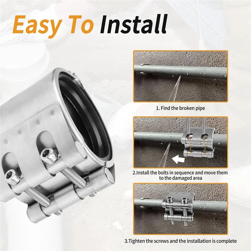 

Pipe Repair Clamp Kit- Pipe Coupling Clamp For Plastic&Metal Pipes, Emergency Duty Leak Sealer-AA98
