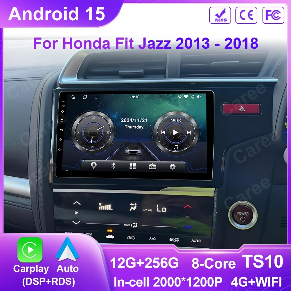 

Android 15 Car Radio for Honda Fit Jazz 2013 2014 2016 2018 GPS Navigation Stereo Multimedia Video Player QELD Screen Head Unit