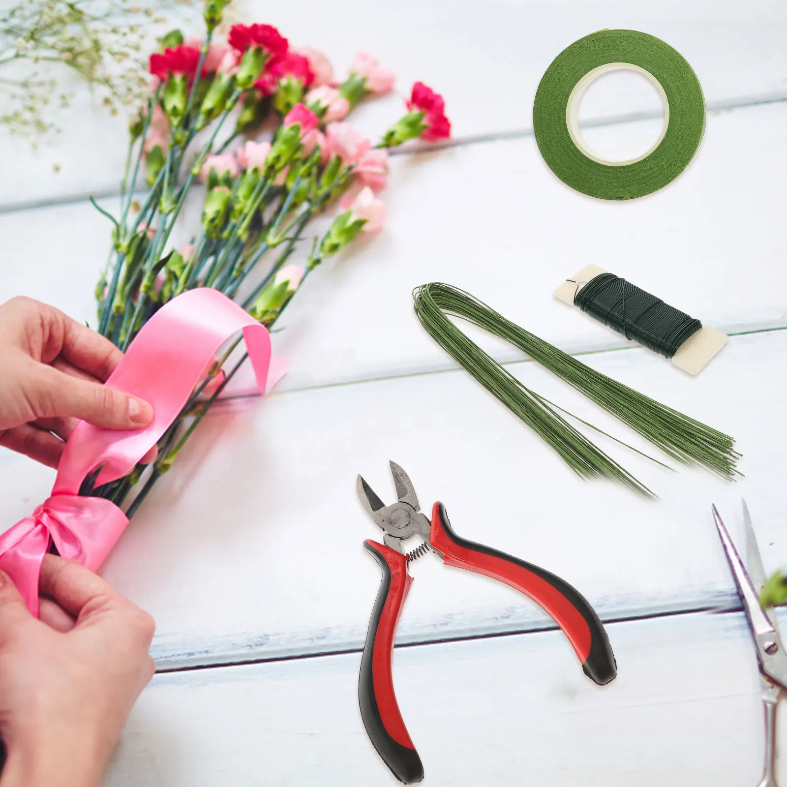 

Floral Arrangement Tools Kit Plastic DIY Tapes for Wedding Bouquet Wire Strong Stretchable Flower Accessories Packaging