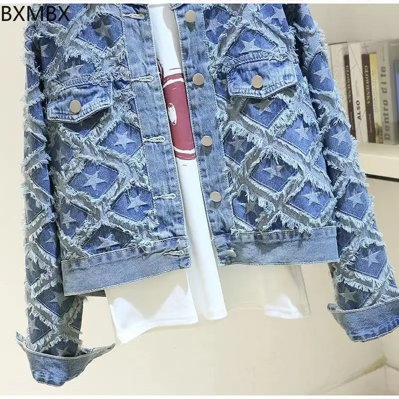 Denim jacket women's short 2025 spring and autumn models new personalized fashion jacket top tide