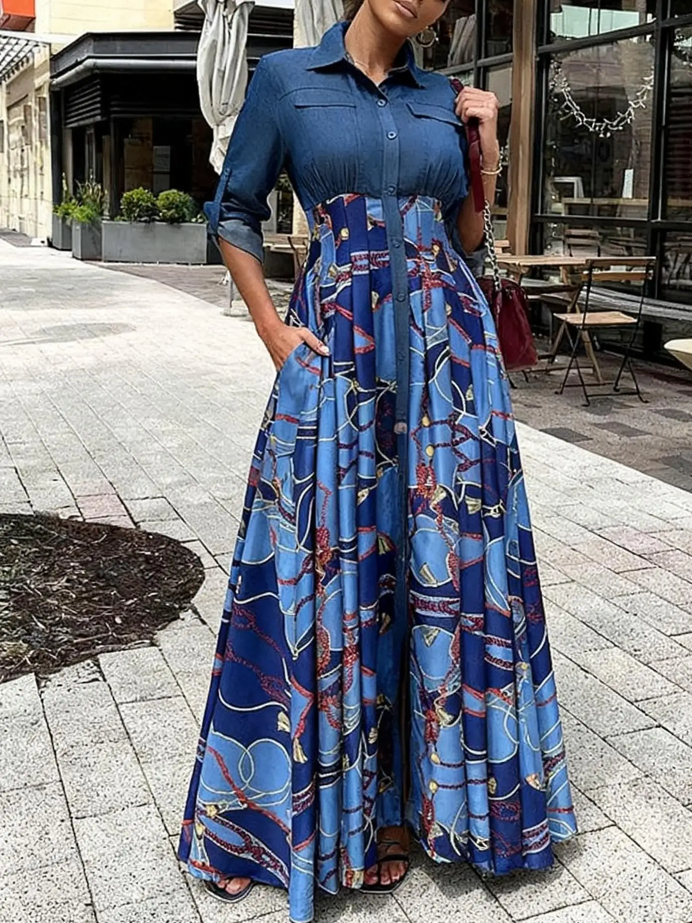 حجم كبير، فستان قميص بأكمام طويلة للربيع والخريف، فستان وصيفة العروس، #5