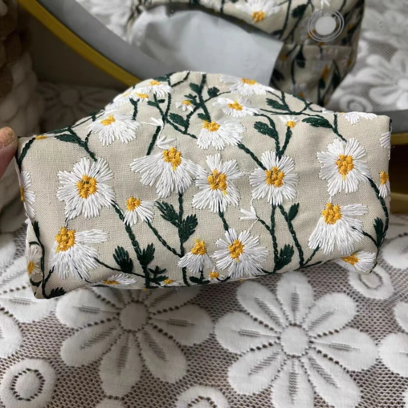 Daisy Tissue Box Living Room Home Coffee Table Paper Drawer New Chinese Napkin Box Set Embroidered Flowers Car Tissue Box