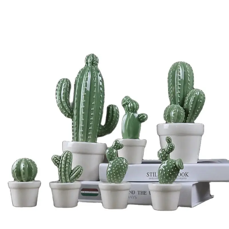 

Nordic Simple Ceramic Cactus, Маленький дисплей, Искусственное растение, Гостиная, Креативные украшения