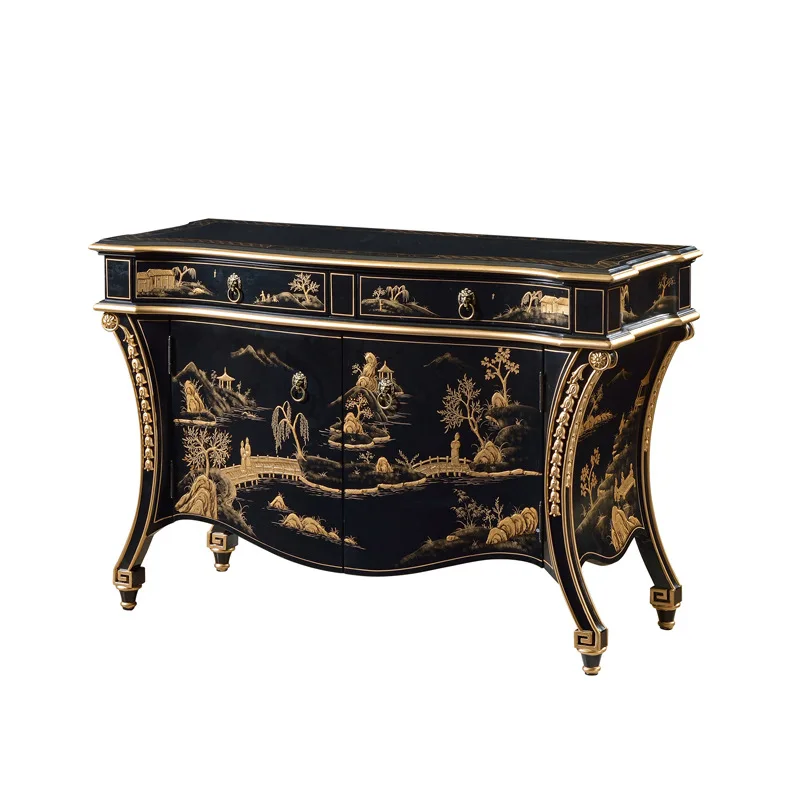 

English vintage high painted living room wine dining side entrance cabinet neoclassical decoration villa chest of drawers