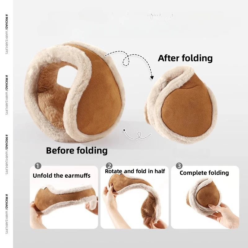 男性と女性のための折りたたみ式の豪華なイヤーマフ,厚く,霜防止,暖かい毛皮,ユニセックス,アウトドアサイクリング,ファッション,冬