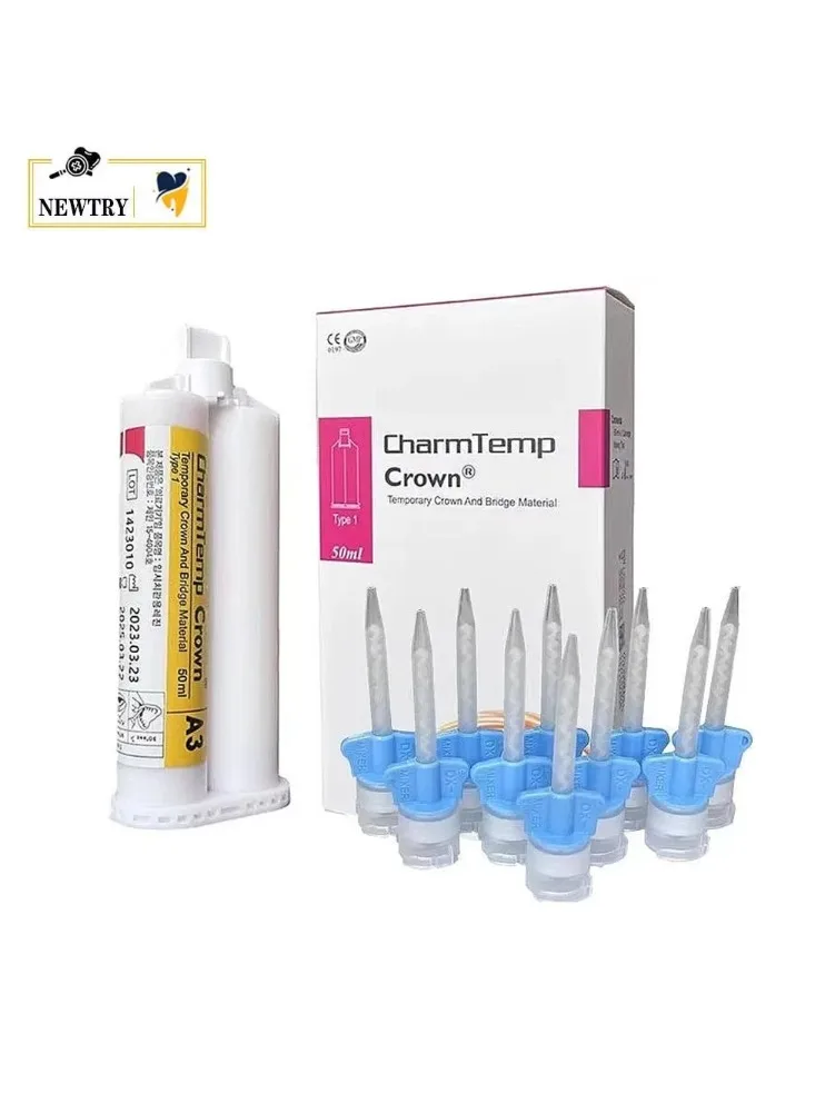 Matériau de pont de couronne temporaire DENTKIST Original 50ml, résine à motif de prothèse dentaire A1/A2/A3/B, pistolet de distribution d'impression d'ombre, pointes mixtes