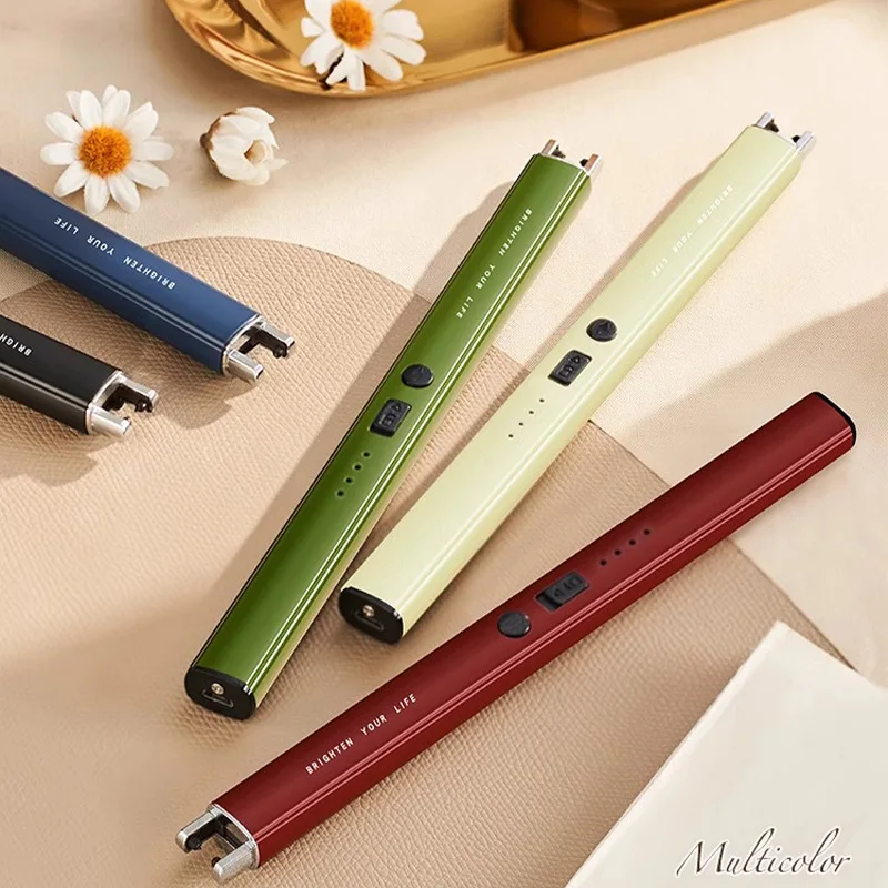 

HOT Windproof Pulse Arc Ignition Electronic Lighter Safety Lock Battery Display Outdoor BBQ Kitchen Igniter USB Electric Lighter