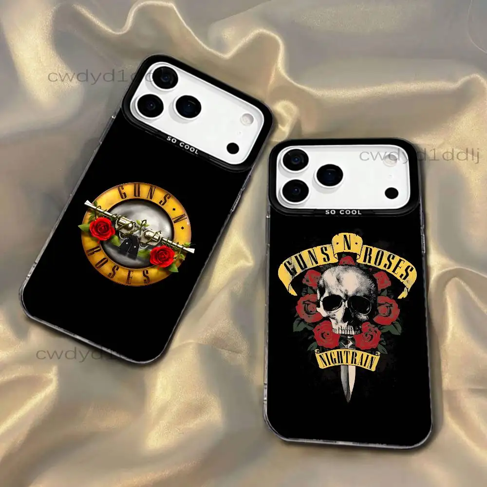 

G-Guns N R-Roses Band Phone Case For iPhone 17,16,15,14,13,12,X,8,Pro,Max,Plus,SE4,Air,Mini HD Black IMD Matte