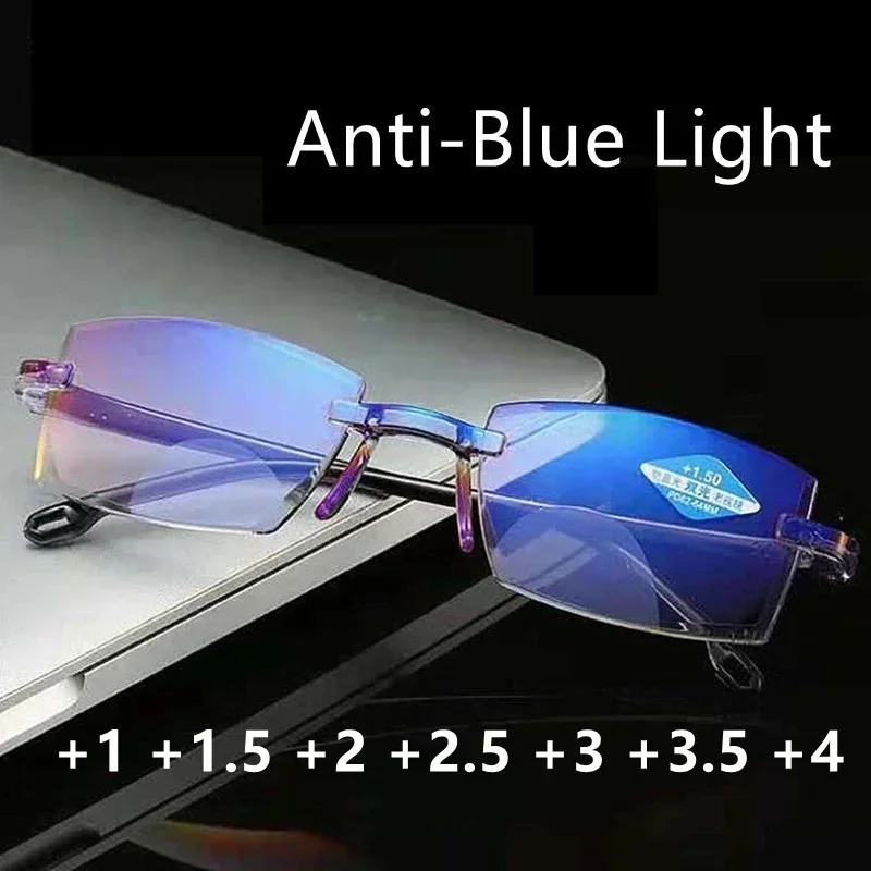 2023 Ultralight Rimless Reading Glasses Anti Blue Light Radiation Computer Presbyopia Readers spectacleso Reader Glasses