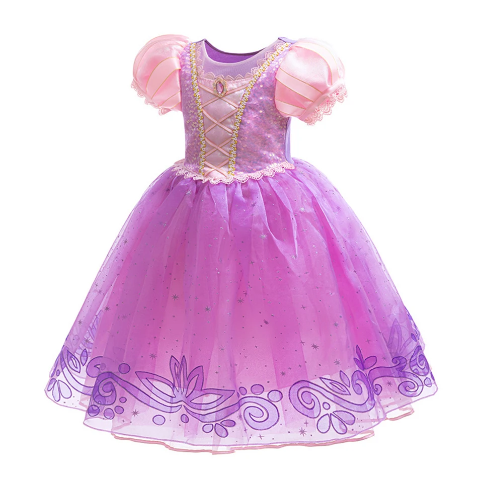 Mädchen Rapunzel Cosplay Prinzessinnen-Kostüm Kinder Tangled Rollenspiel Bühnenauftritt Kleid Kinder Geburtstag Halloween Party Kleider – Detail 3