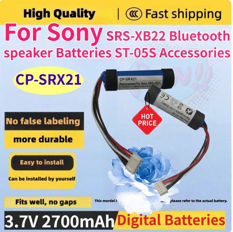 

New CP-SRX21 3.7V 2700mAh Rechargeable Li-Ion Battery for Sony SRS-XB22 Bluetooth speaker Batteries ST-05S Accessories