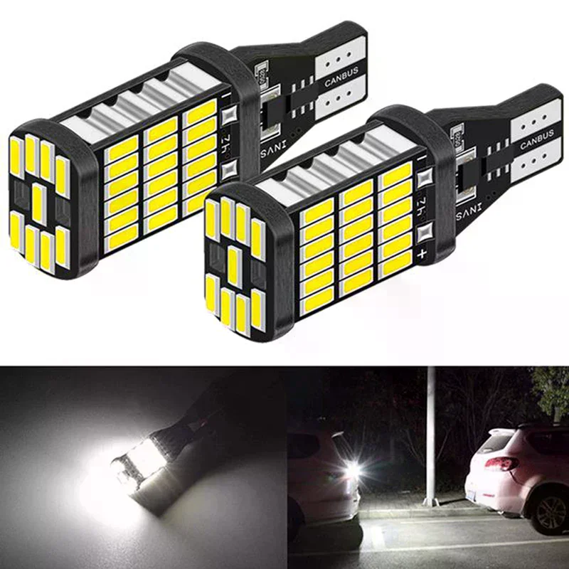 2Pcs  Car LED Turn Signal Lamps T15 W16W 921 912 T16 T10 LED Bulbs High Power 45 SMD 4014 Replace for Car Reversing Light White