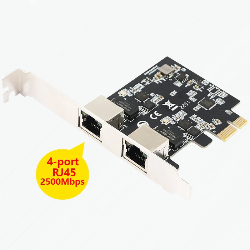 2.5G Double Port Ethernet Card RTL8125E PCIE-X1 X4 RJ45 Nework Extend Adapter Support For Synology NAS And Others Network Card