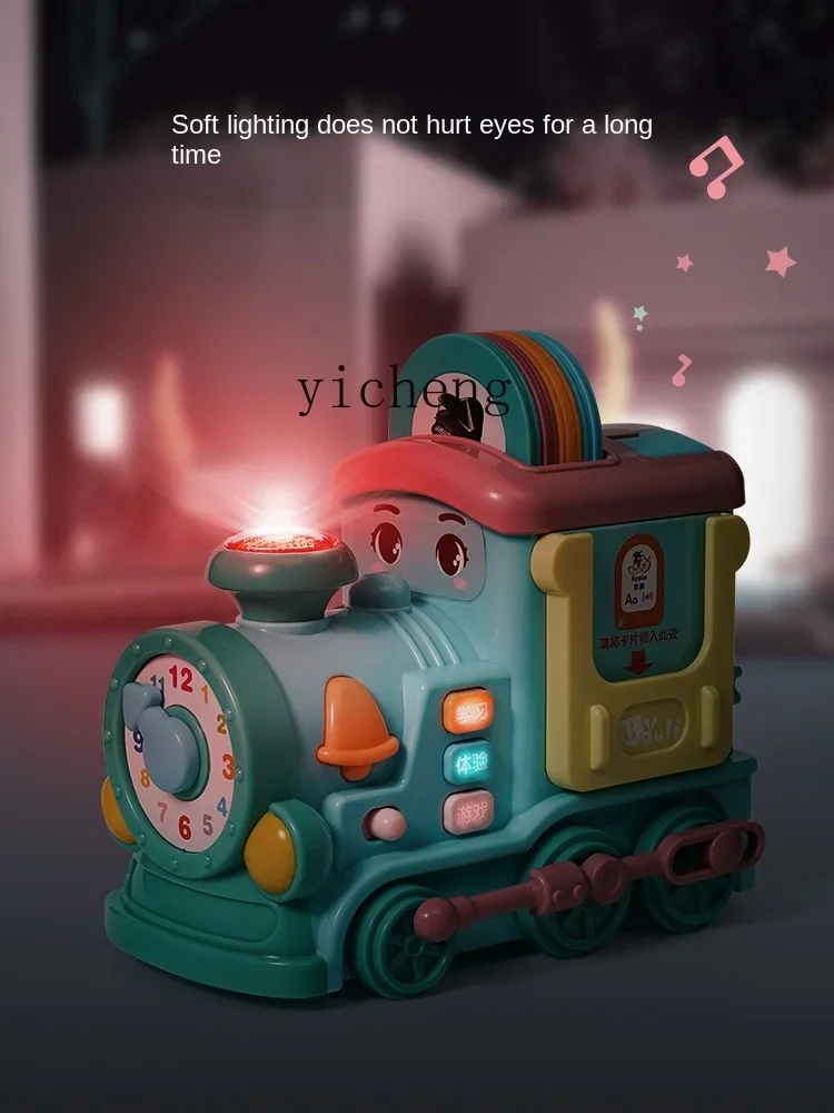 Tqh Elektrischer intelligenter Zug für Kinder, Jungen und Mädchen können sich bewegen und singen, intelligentes Spielzeug für die frühkindliche Bildung, Alphabetisierungskarte
