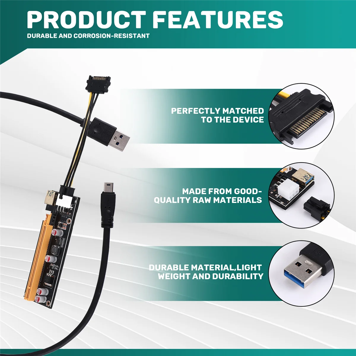 

Hot Sale NGFF M.2 M Key to USB 3.0 PCI-E Riser Card M2 to USB3.0 PCIE 16X 1X Extender with Power for Litecoin Bitcoin Miner