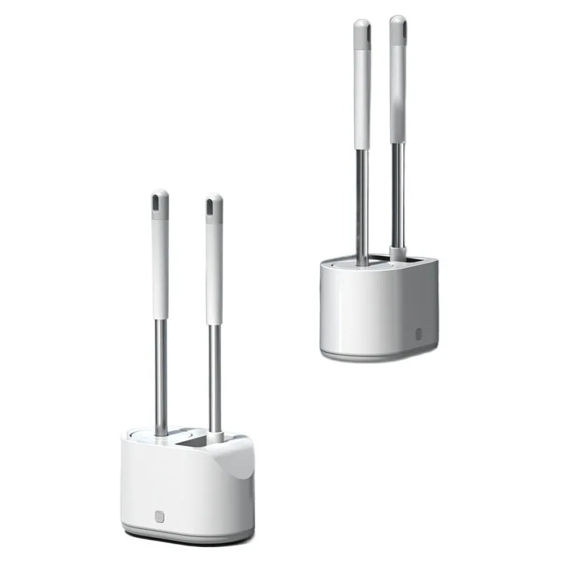 Long-handled toilet brush with soft bristles, a household cleaning set for the bathroom, complete with a base