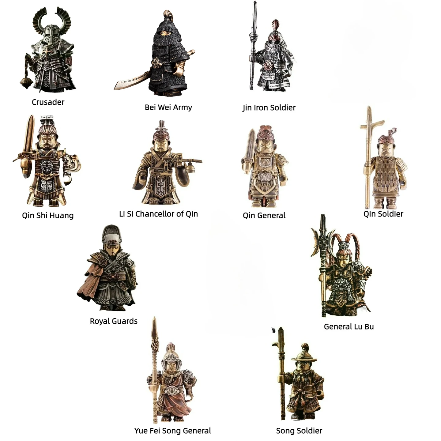 11 Pieces New Crusader Ornament Desktop Decoration Copper Pendant Handle Figurine Metal Magnetic Lego Doll Pendant