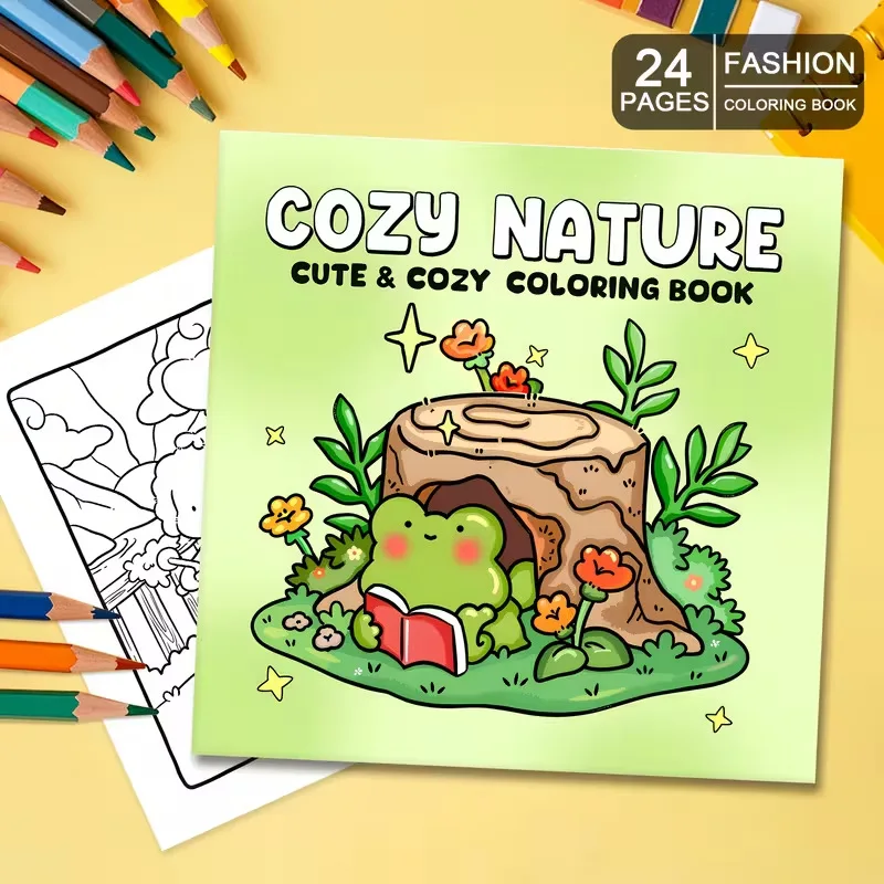 New Warm Nature Themed Thick Coloring Book, Graffiti Fill-in Drawing Notebook