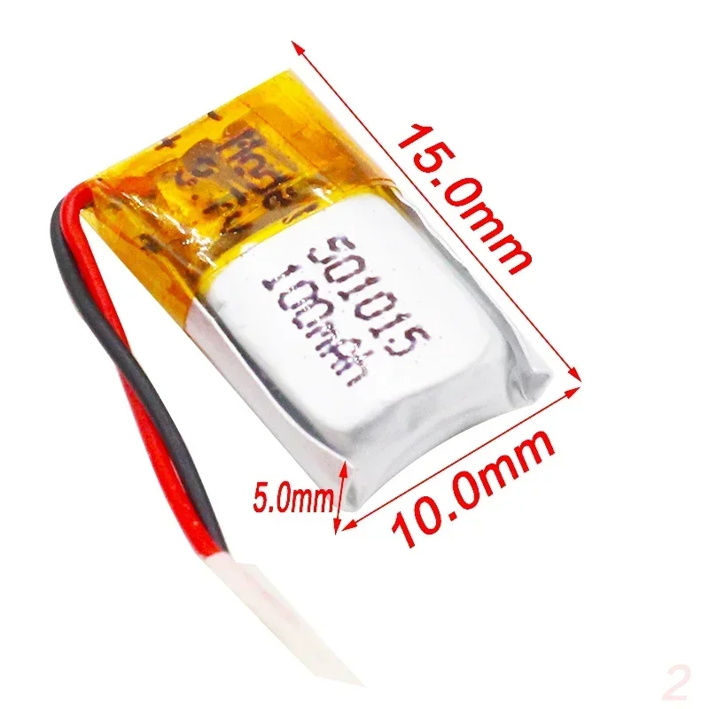 501015 100mAh 3.7V Lithium Polymer Rechargeable Battery 501015 For Bluetooth earphone Sound driving recorder mouse Toys MP3 MP4