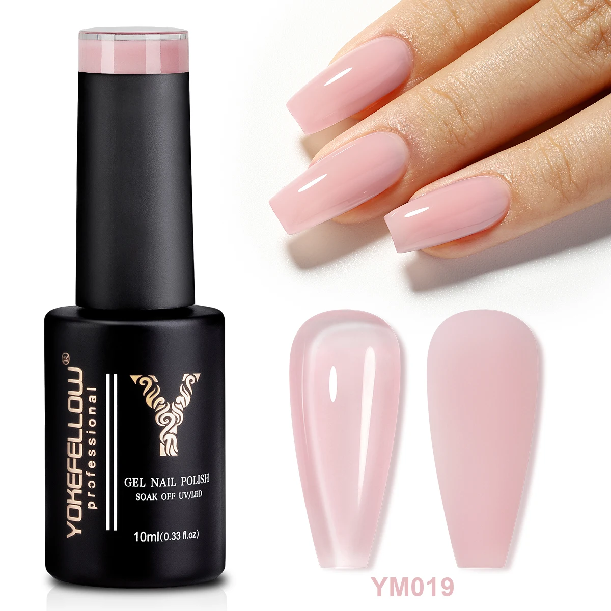 

YOKEFELLOW Jelly Gel Nail Polish 10ML Pink Translucent Color UV Light Cure Gel Polish for Nail Art DIY Manicure at Home&salon