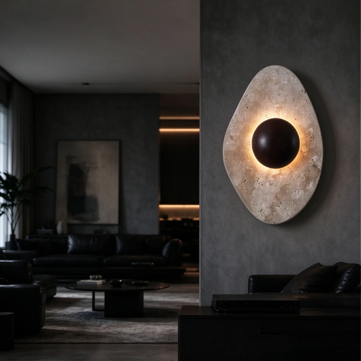 Interior Design LED Wall Light Sconce Wabi Sabi Yellow Travertine Stone Wood Balcony Bedroom Bedside Lamp Applique Murale