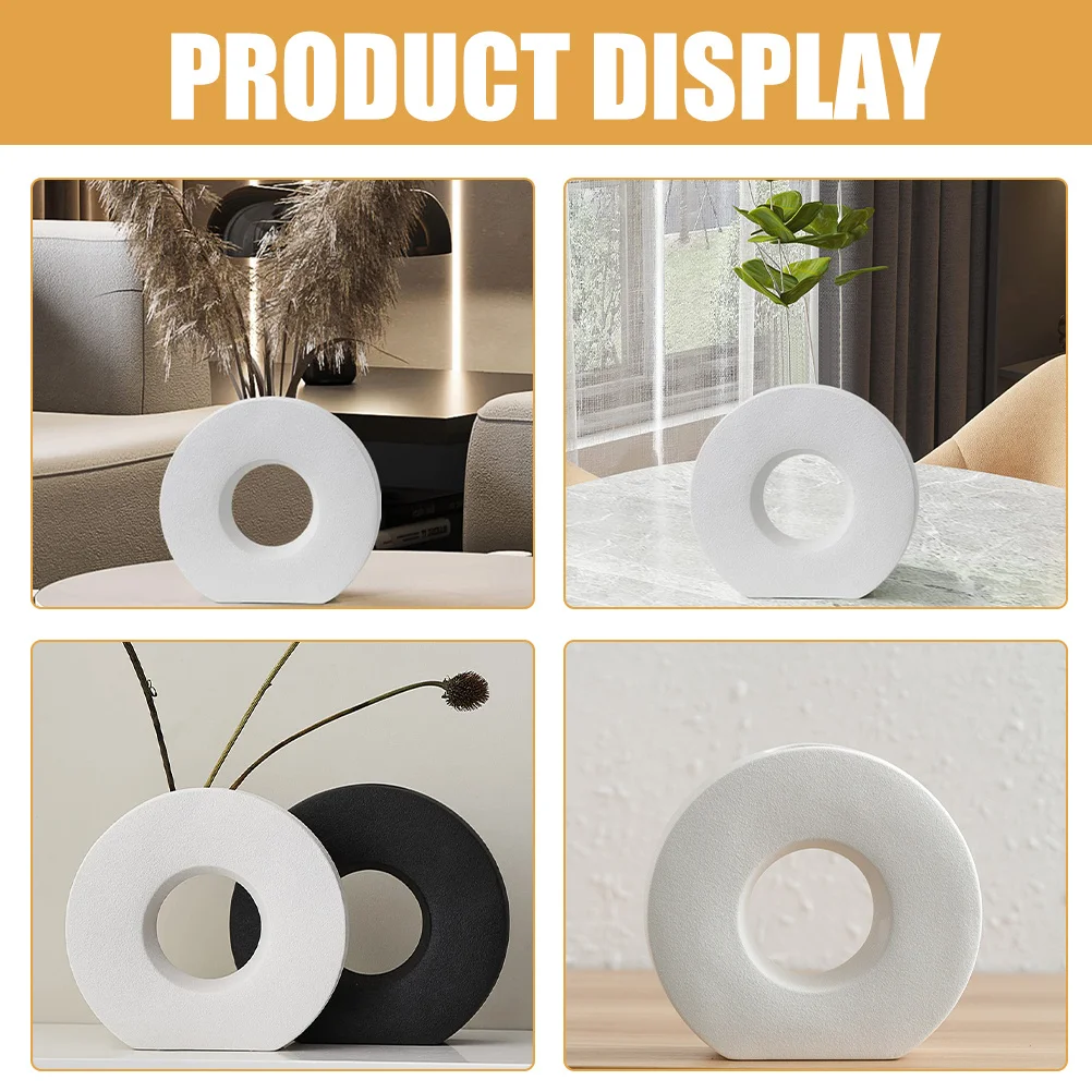 

Ceramic Ring Shaped Vase Nordic Style Desktop Flower Arrangement Floral Dried Vase Simple Home Decor Ceramic Vases Decor