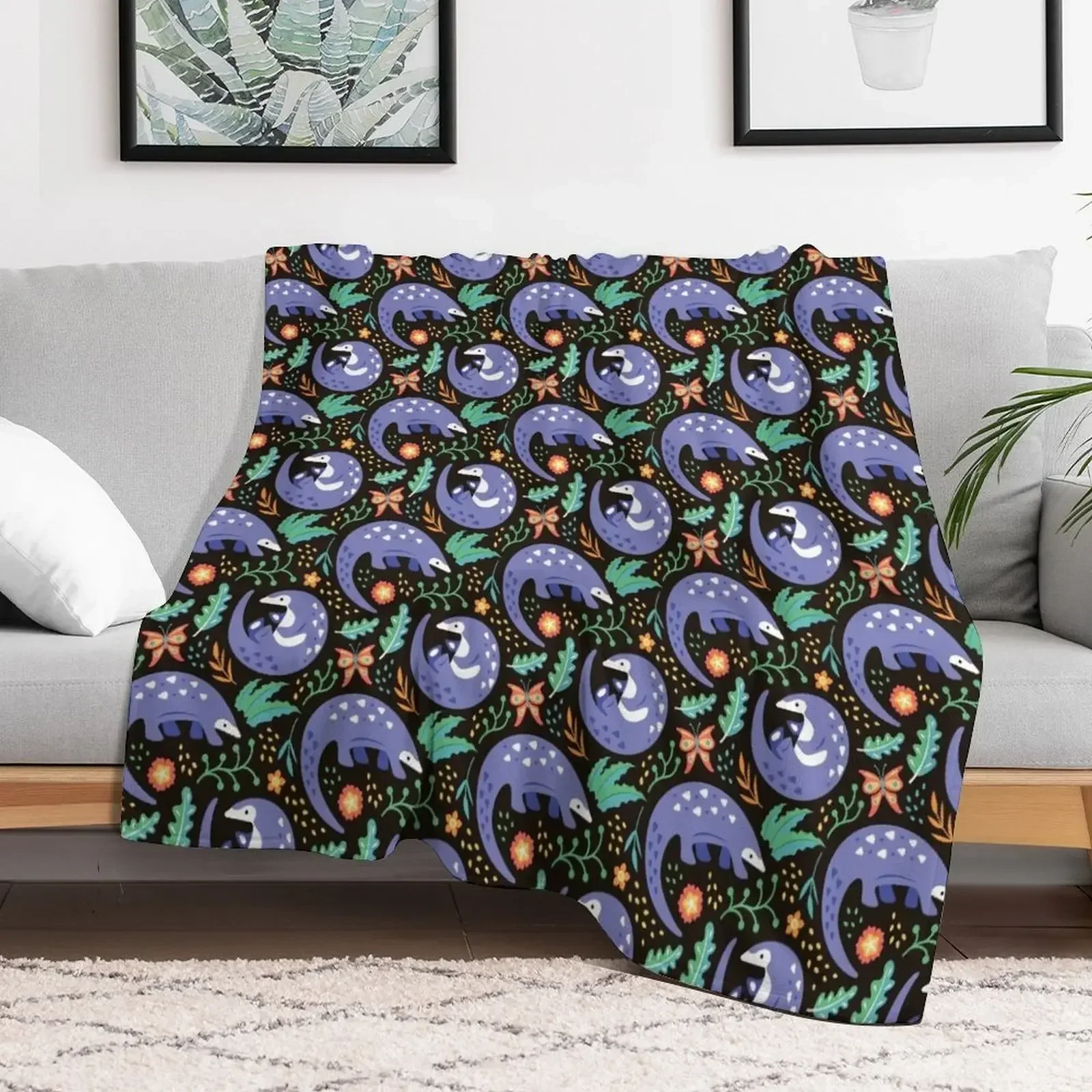 

Pangolin Pattern - Tropical Pattern Throw Blanket christmas gifts cosplay anime Blankets Thins funny gift Blankets