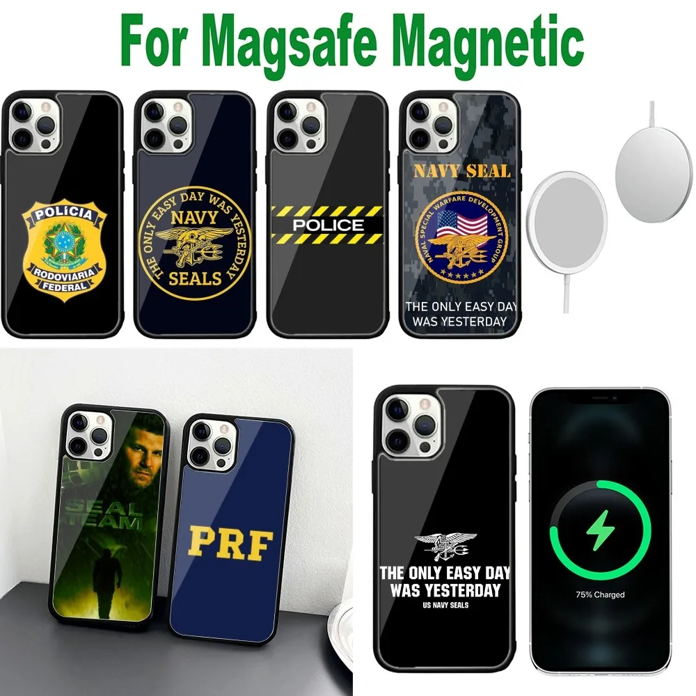 PRF Police SEAL Team Phone Case For iPhone 16,15,14,13,12,11,Plus,Pro,Max,Mini Magsafe Magnetic Wireless Charging