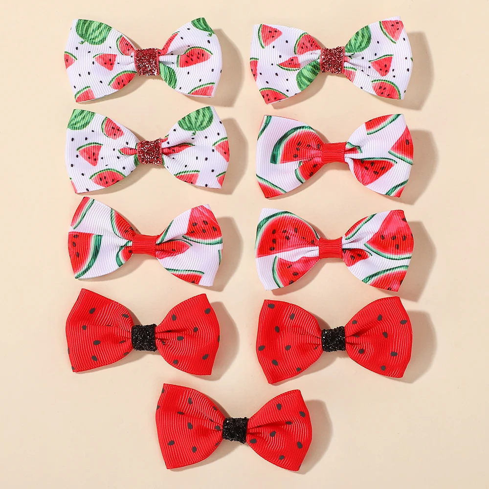 20 pz colore Casuale Carino Anguria Stampato Archi Clip di Capelli Per I Bambini Ragazze Nastro Bowknot Forcelle Barrettes Accessori Per Capelli