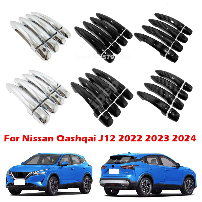 

For Nissan Qashqai J12 2022 2023 2024 ABS Carbon Door knob Protector Door Handle Frame Cover Car Exterior Auto Accessories