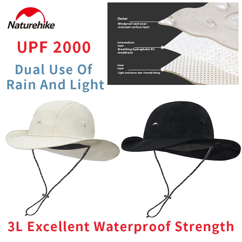 

Naturehike Wear Resistant Large Brimmed Fisherman's Hat 3L Excellent Waterproof Performance Dual Use For Rain And Rain Anti Ligh