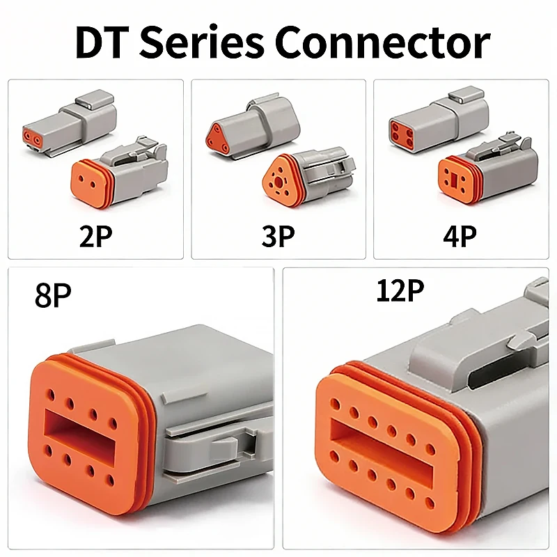 

1Set Deutsch DT Waterproof Connector Kit – DT06 Plug & DT04 Socket, 2/3/4/6/8/12Pin Options for Automotive Wire Harness