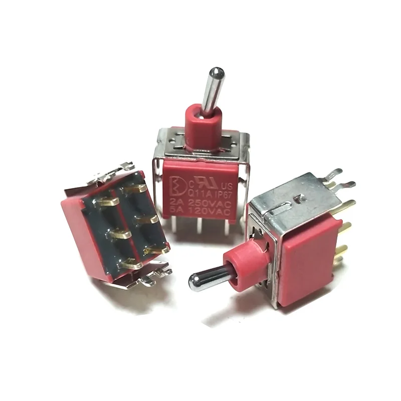 1Pcs  Toggle Switch IP67  VS2-Bracket 3 Position 6Pin on-off-on SPDT  Panel Mount 2A/250VAC  Q11A Waterproof