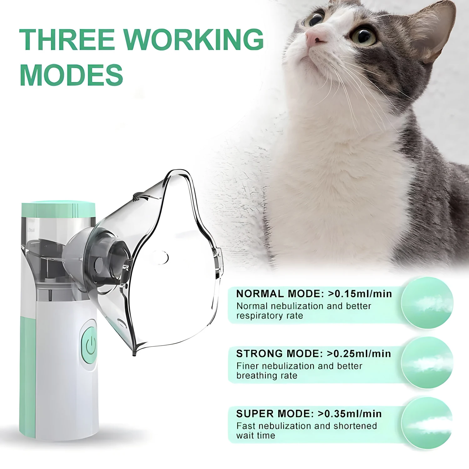 Haustier-Inhalator Tragbarer Handzerstäuber für Katzen und Hunde bei Erkältung, Husten, Rhinitis Haushalts-Sprühzerstäuber mit 2 Masken – Detail 5