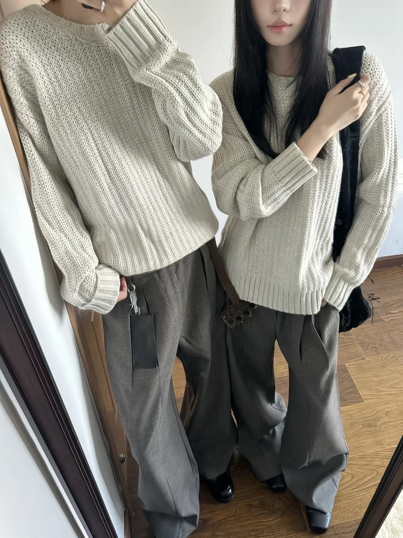 

Американский ретро-свитер с круглым вырезом и вязаным узором, мужской, осенне-зимний, простой, повседневный, универсальный, для пар