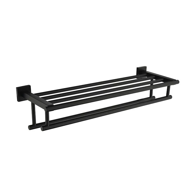

304 Stainless Steel Square Towel Rack Bathroom Toilet Rack Towel Bar Double Layer Bath Towel Rack