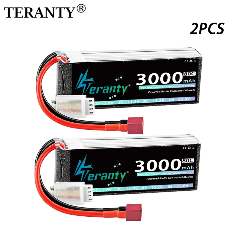 2 batteries Lipo TERANTY 3S 3000mAh 11.1V 11.4V 60C 80C Softcase avec connecteur XT60 pour drones FPV, camions, bateaux, hélicoptères, avions