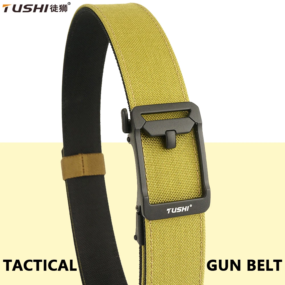 

TUSHI New Military Belt Automatic Buckle Nylon Belt IPSC Outdoor EDC Hunting Multifunctional Canvas Hard Tactical Belts for Men