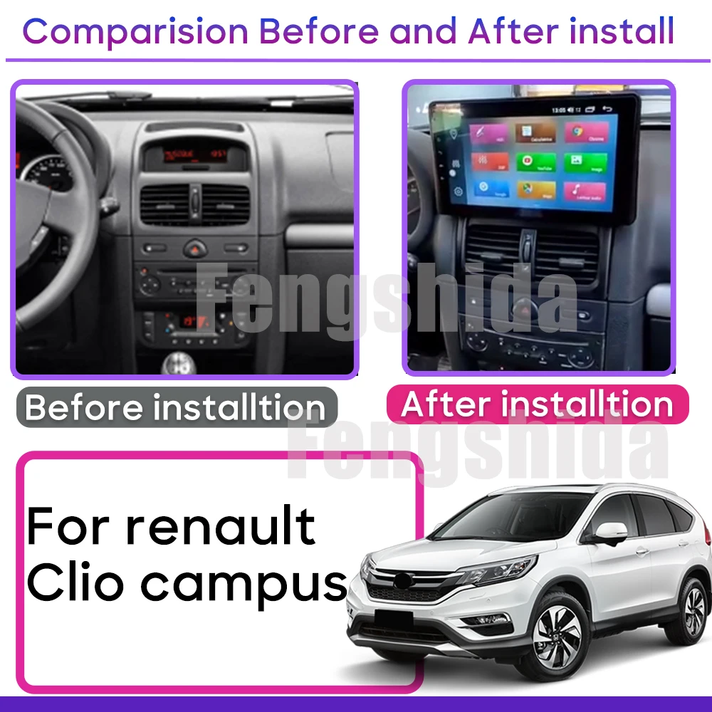 Car Android Android 13 For renault Clio campus Car Multimedia Player Android Auto Touch Screen GPS Navigation No 2din DVD DSP