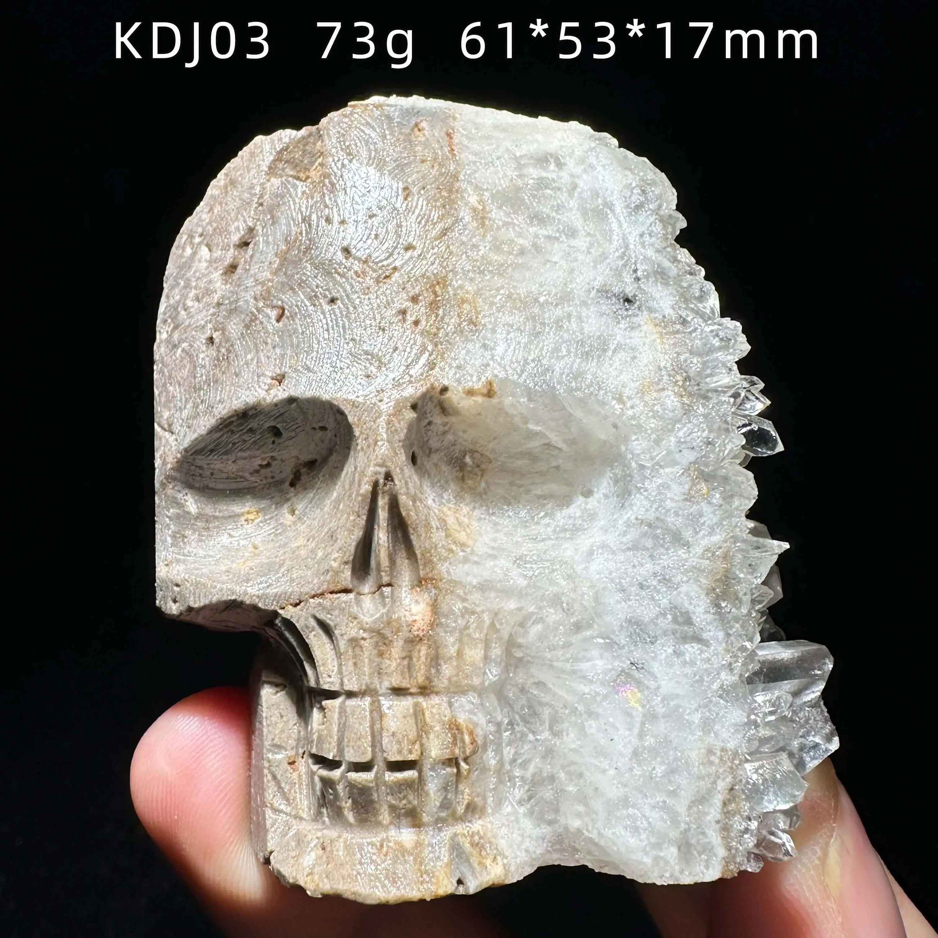 Natural Hand Carved Crystal Skull Slab Unpolished Clear Quartz Cluster Slices Chakra Reiki Healing Stone Home Decor